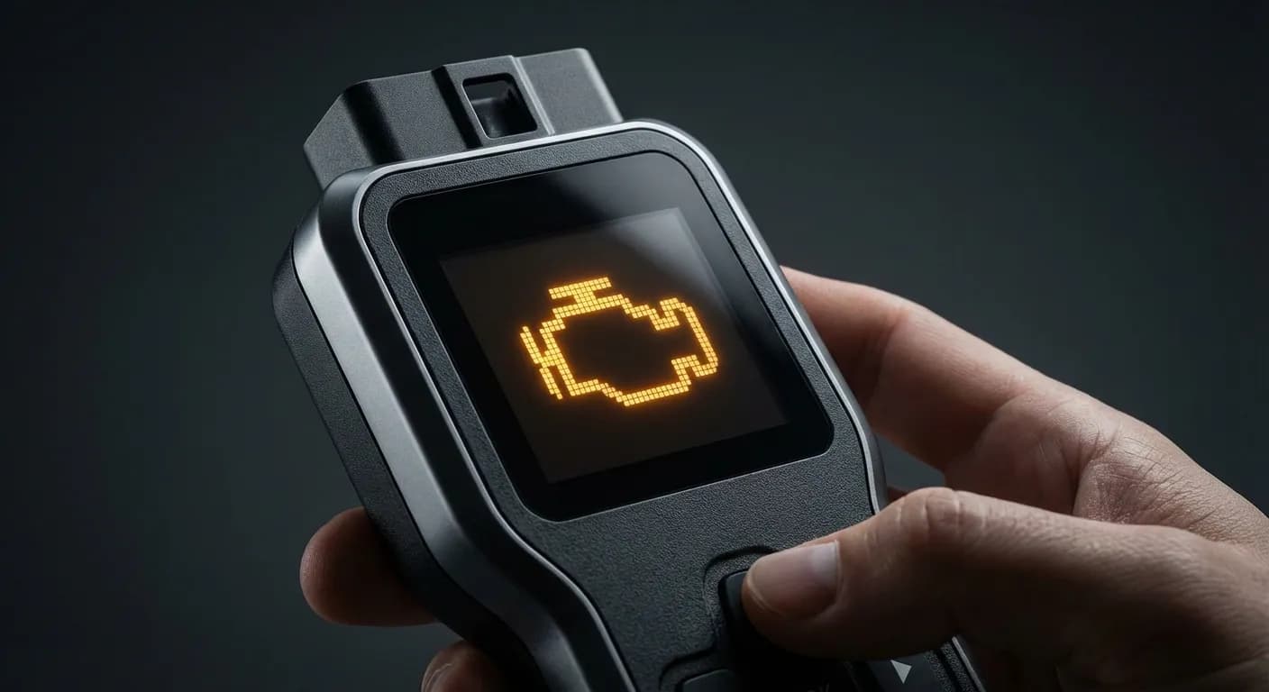 Code défaut P2015 : causes, symptômes et réparations Scanner OBD2 affichant un voyant moteur pour erreur P2015