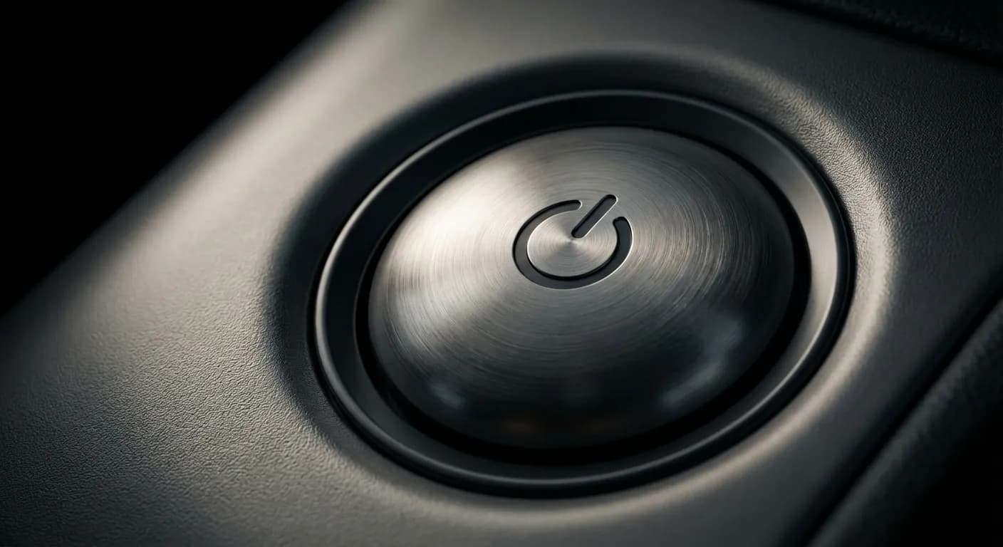 Antivol électronique défaillant : comment réparer ? Bouton de démarrage de voiture moderne en gros plan